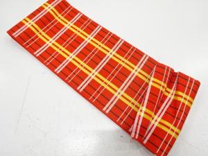 格子模様織り出し　単半幅帯